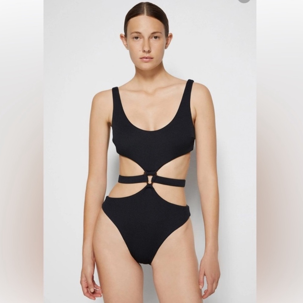 Jonathan Simkhai Black Emelia Belted One piece SIZE L